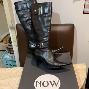 CUOIO NERO HEELED BLACK BOOTS  SIZE 35.5 MADE IN ITALY